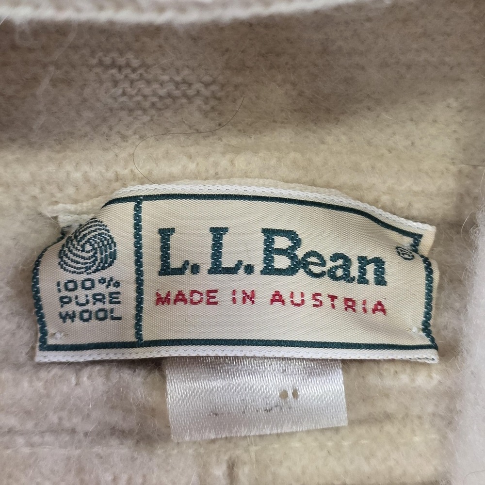 VTG‎ LL Bean Womens Medium Beige 100% Wool Hooded Parka Austria Jacket Sweater - Picture 7 of 16